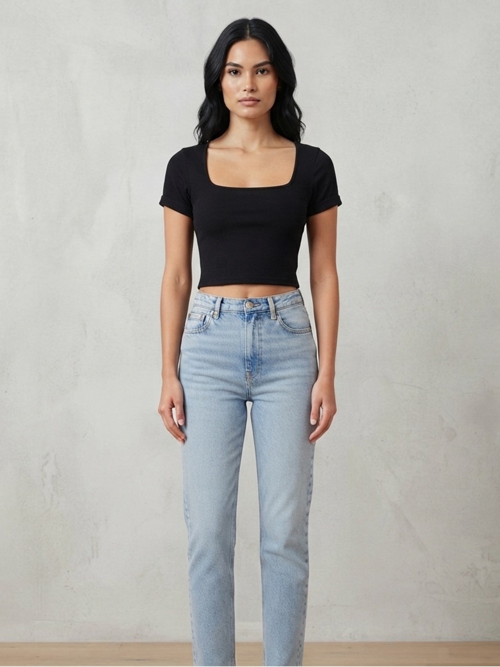 No Boundaries Ribbed Square Neck Cropped Top Size Large